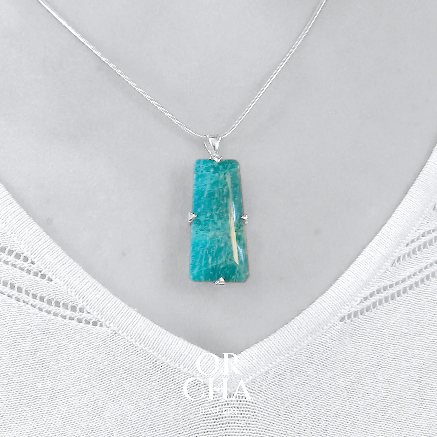 Pendentif argent avec Amazonite - Essential