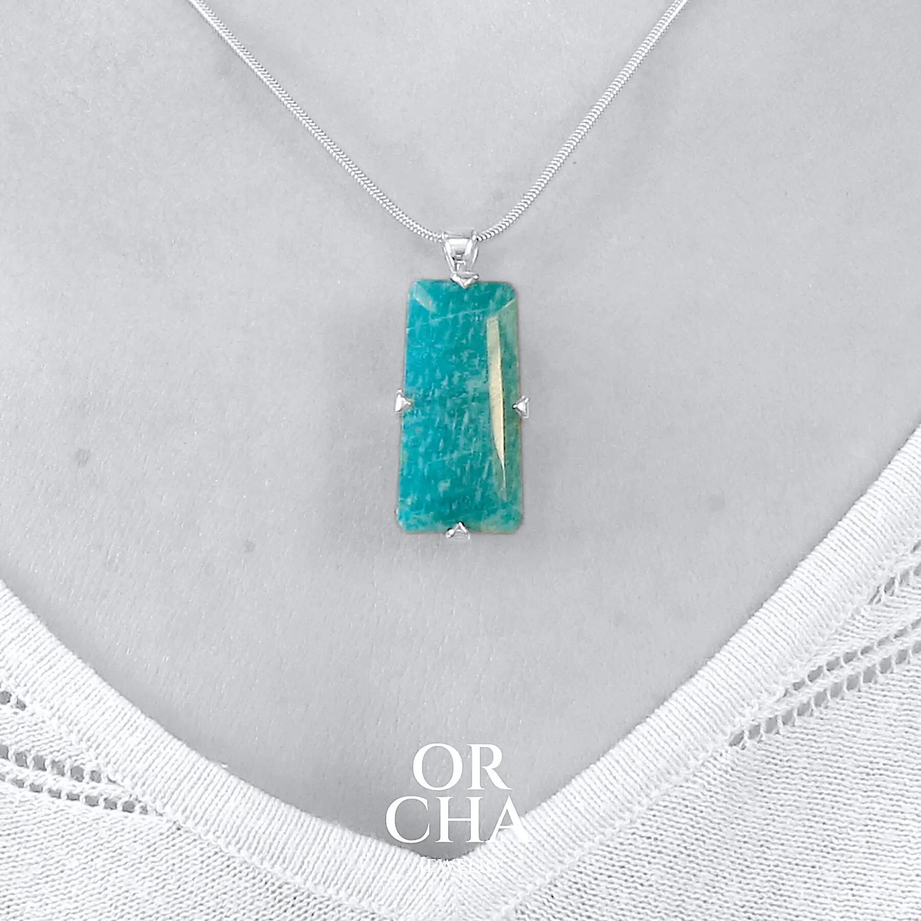 Pendentif argent avec Amazonite - Essential