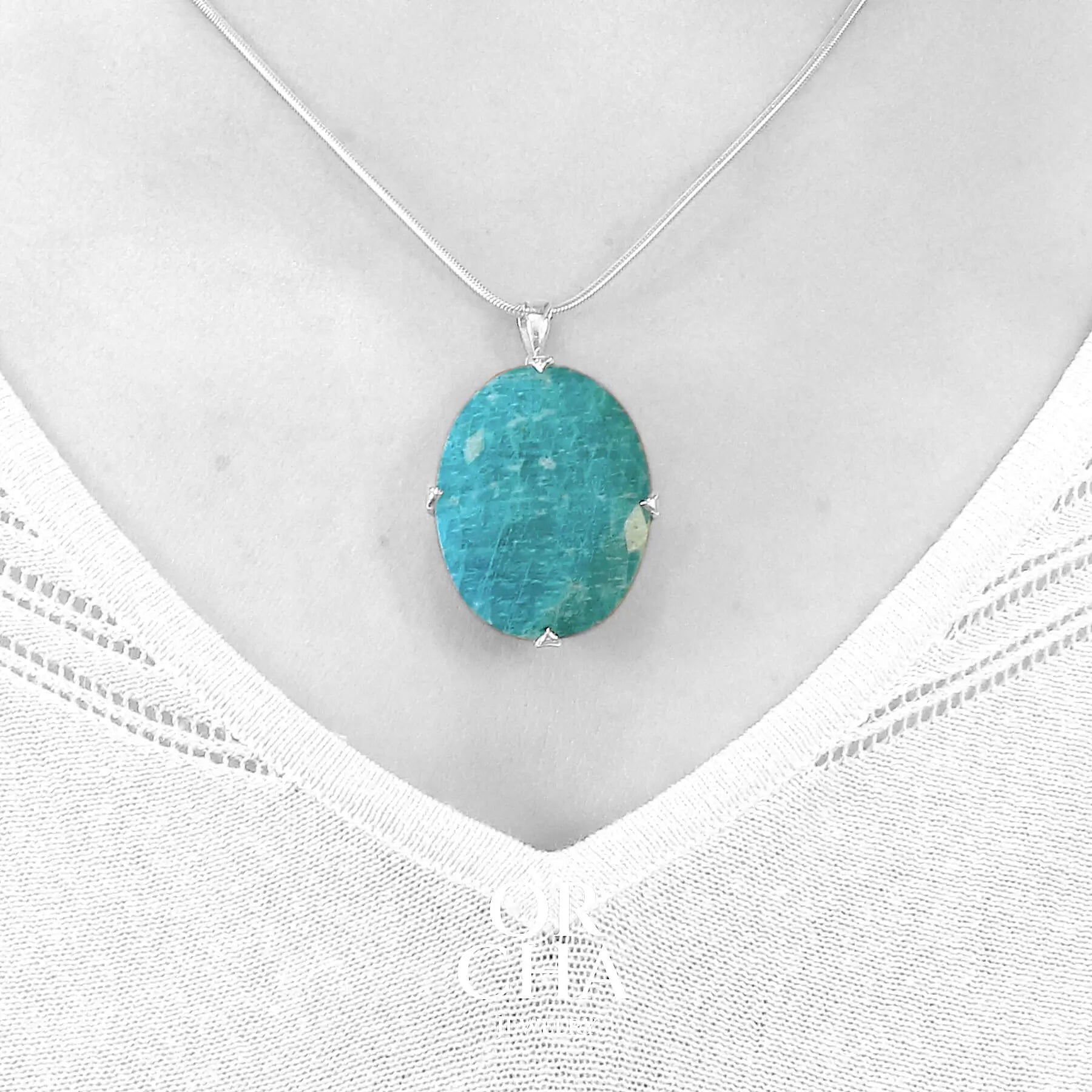 Pendentif argent avec Amazonite - Essential