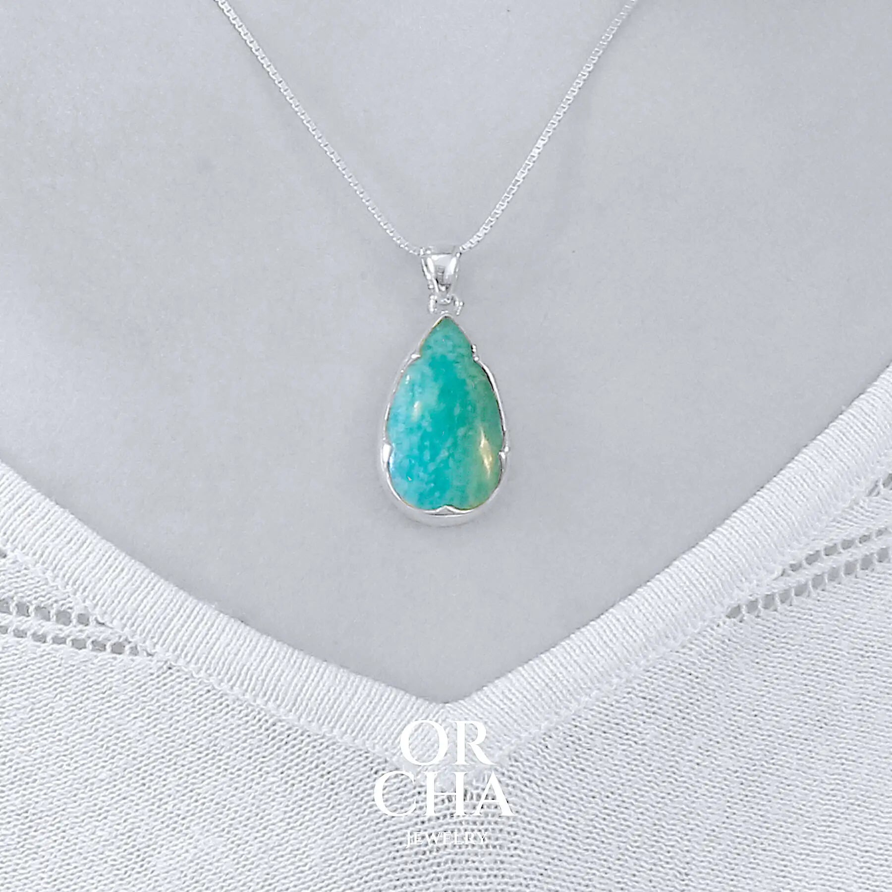 Pendentif argent avec Amazonite - Orcha