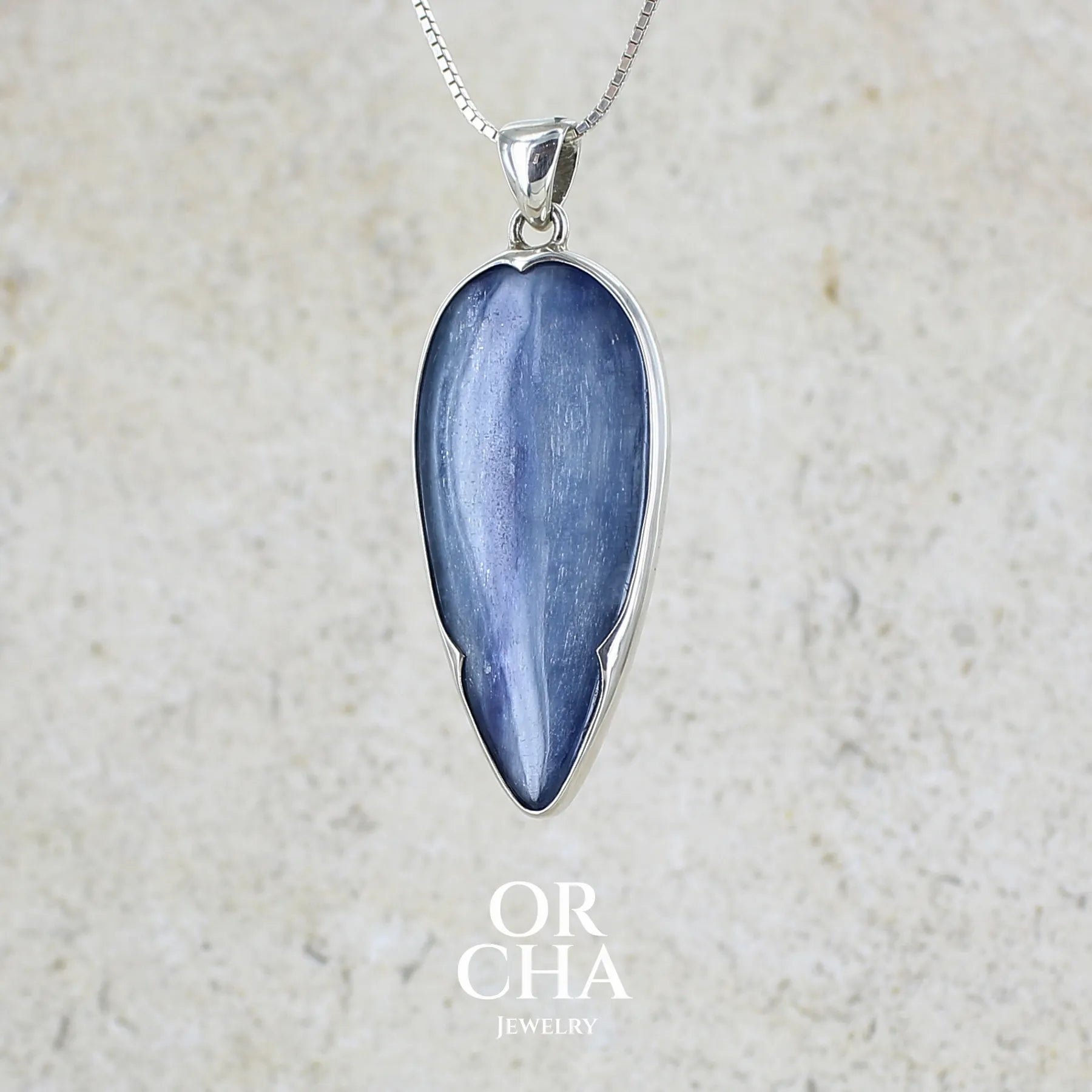 Cyanite pendentif en argent massif - Orcha