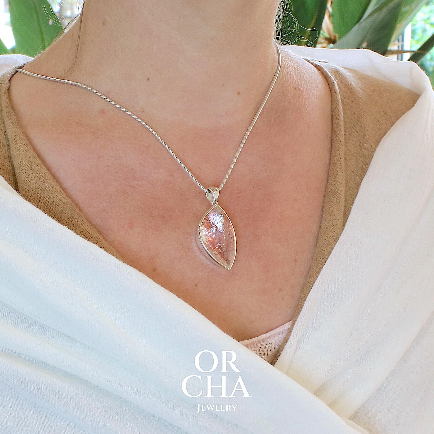 Pendentif en argent avec Quartz Hématoïde - Essential