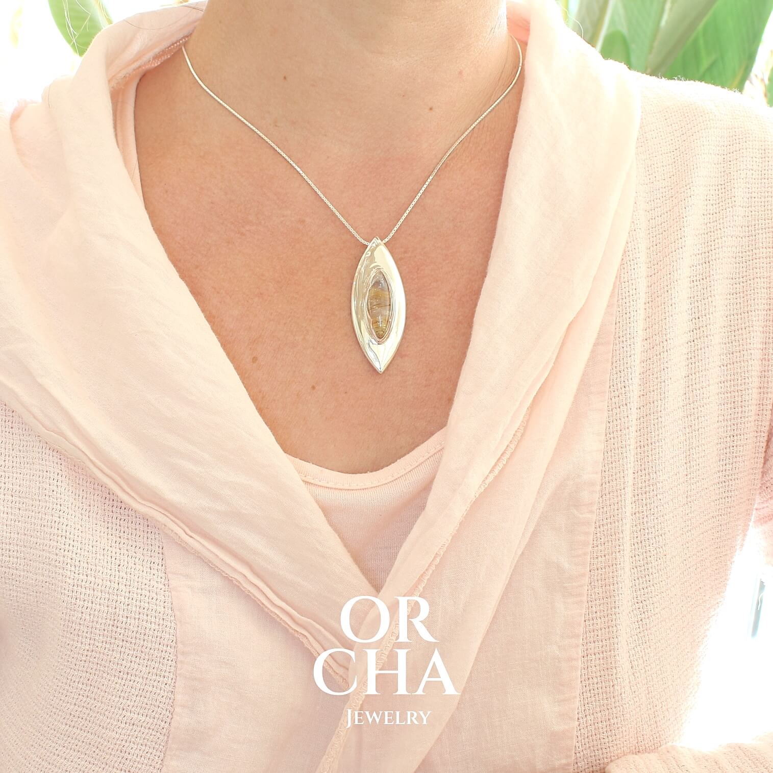 Pendentif en argent avec Quartz rutile - Elven
