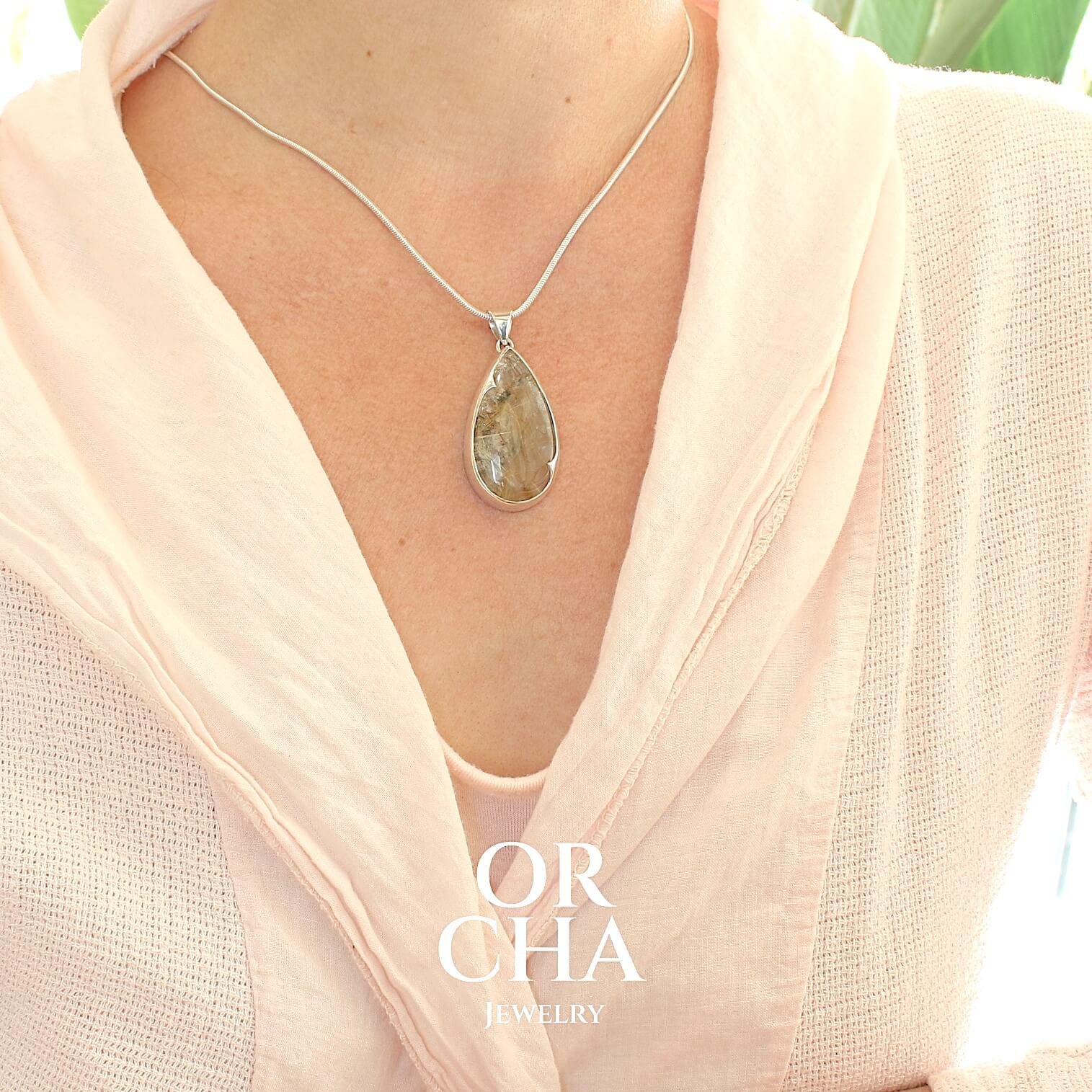Pendentif en argent avec Quartz rutile - Orcha