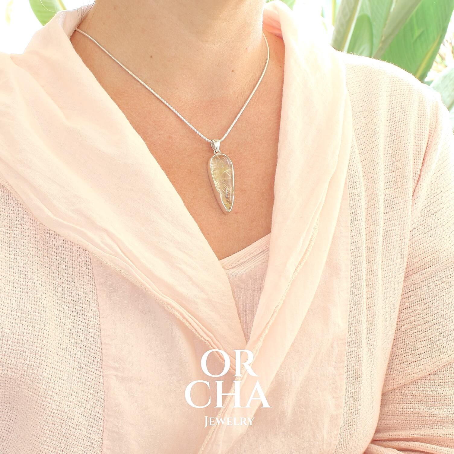 Pendentif en argent avec Quartz rutile - Orcha