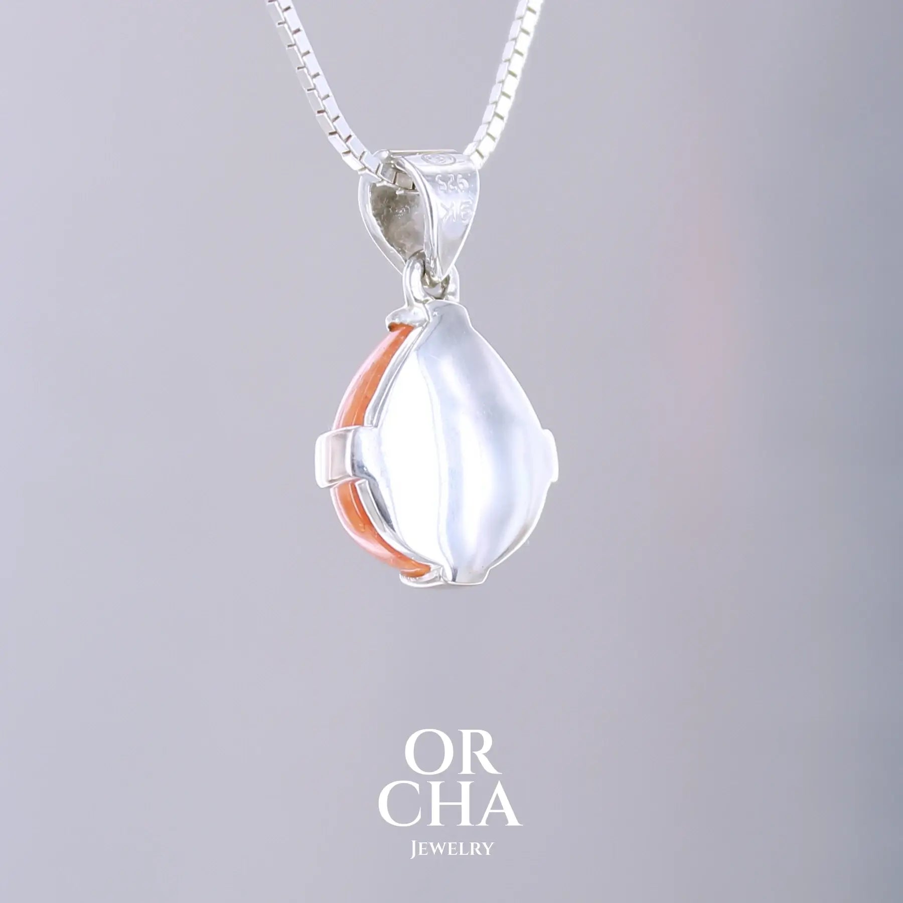 Pendentif en or 9k et argent avec Grenat Spessartite - Orcha's Gold