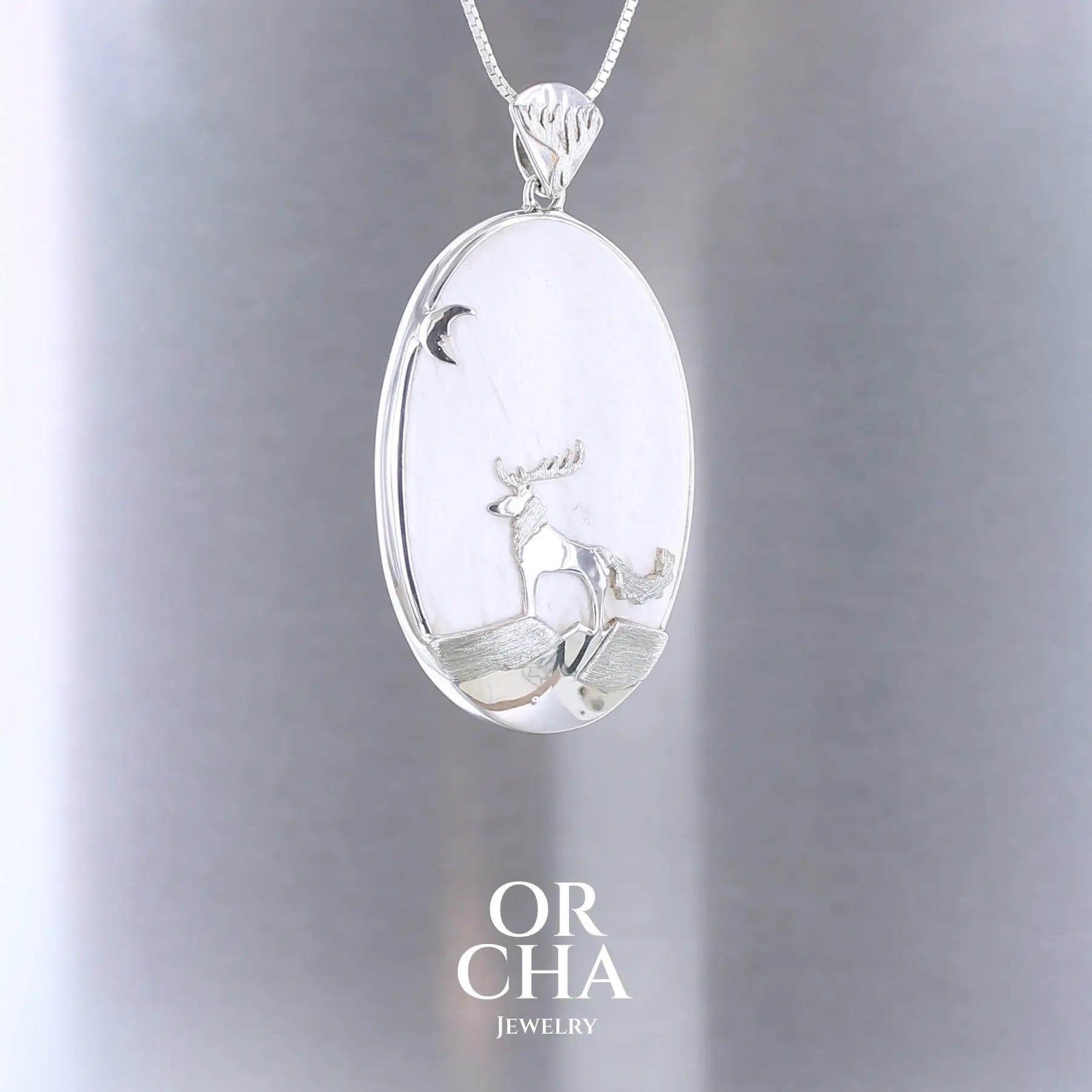 Pendentif Cerf loup avec Scolécite - Sauvage
